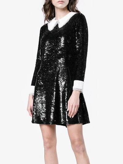 Shop Ashish Sequinned Mini Dress With Contrasting Collar And Cuffs