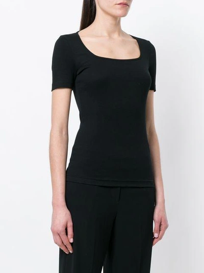 Shop Blanca Short-sleeve Fitted Top In Black