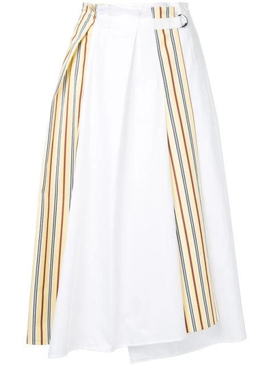 Shop Jil Sander Side Stripe Paperbag Midi Skirt In White