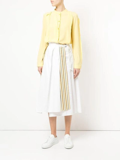 Shop Jil Sander Side Stripe Paperbag Midi Skirt In White