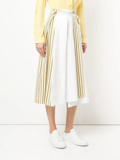 Shop Jil Sander Side Stripe Paperbag Midi Skirt In White