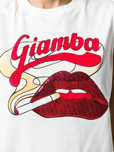 Shop Giamba Logo Print Tank Top - White