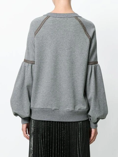 Shop Muveil Embroidered Sweater - Grey