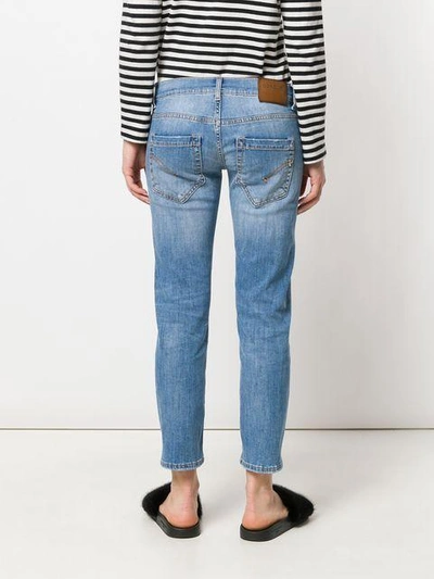 Shop Dondup Distressed Fitted Jeans - Blue