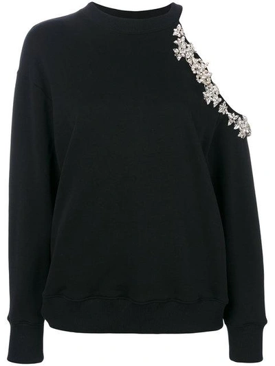 Shop Christopher Kane Crystal Cut-out Sweatshirt - Black