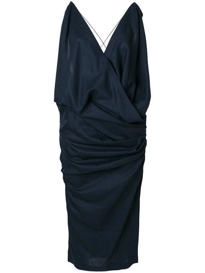 Shop Jacquemus Sleeveless V-neck Dress - Blue