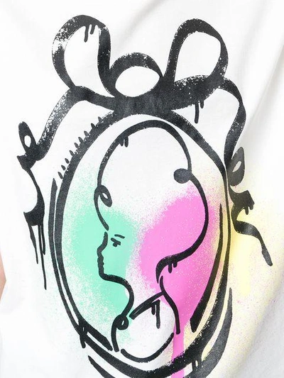 Shop Boutique Moschino Graffiti Print Lace Detail T-shirt - White