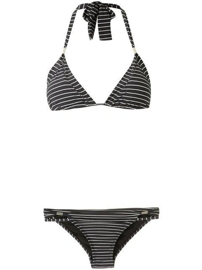 Shop Amir Slama Printed Triangle Bikini Set - Black