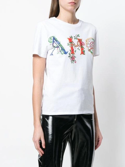 Shop Alexander Mcqueen Floral Logo T-shirt - White