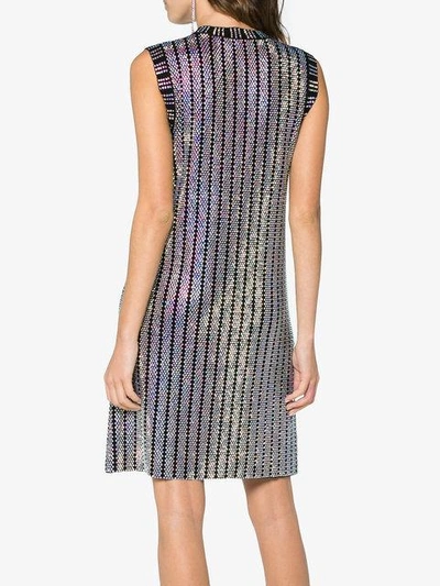 Shop Gucci Crystal Embroidered Ribbed Knit Dress - Black