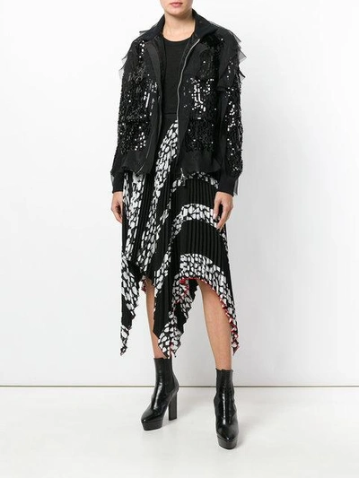 Sacai Sequined Detail Bomber Jacket In Black