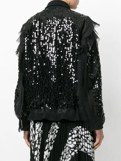 Sacai Sequined Detail Bomber Jacket In Black