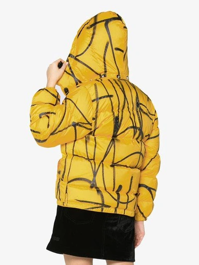 Shop Adaptation Saber Graffiti Puffer Jacket In Yellow