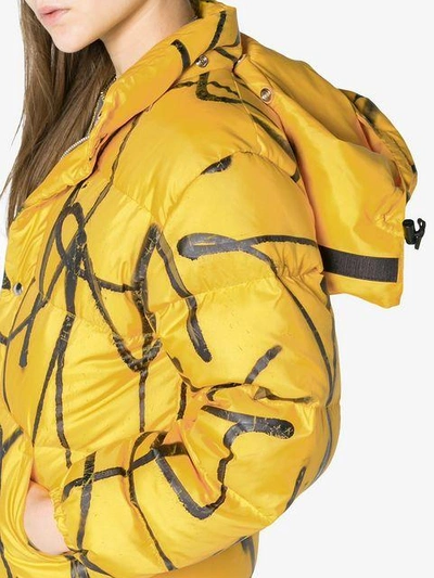 Shop Adaptation Saber Graffiti Puffer Jacket In Yellow