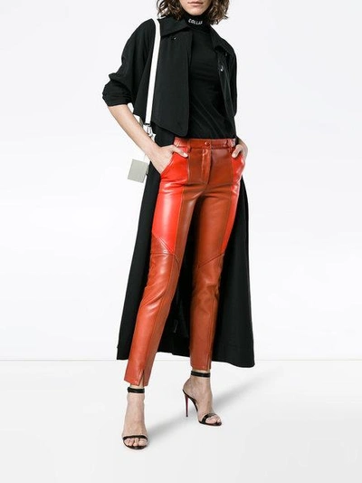 panelled leather skinny trousers