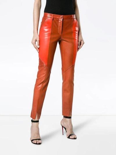 Shop Givenchy Panelled Leather Skinny Trousers In 800