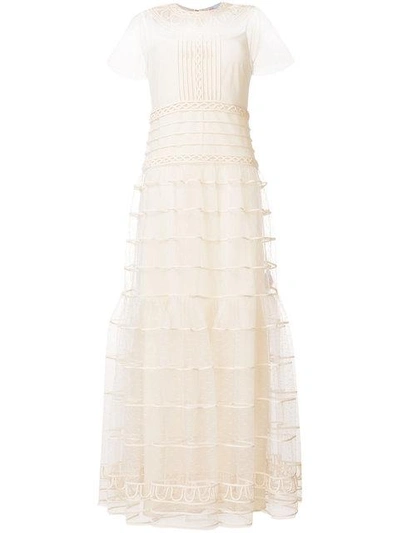 Shop Red Valentino Ruffled Maxi Dress - Neutrals