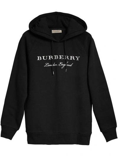 Shop Burberry Logo Hoodie - Black