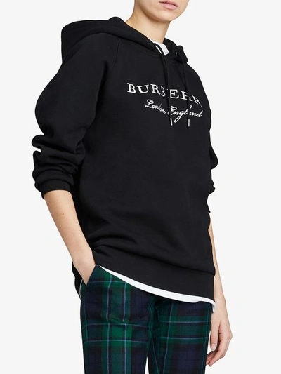 Shop Burberry Logo Hoodie - Black