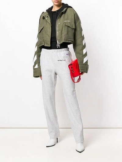 Shop Off-white Cropped Diag M65 Jacket - Green