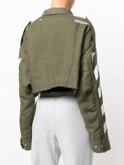 Shop Off-white Cropped Diag M65 Jacket - Green