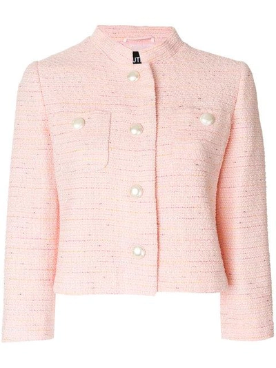 Shop Boutique Moschino Cropped Pearl Button Jacket - Pink