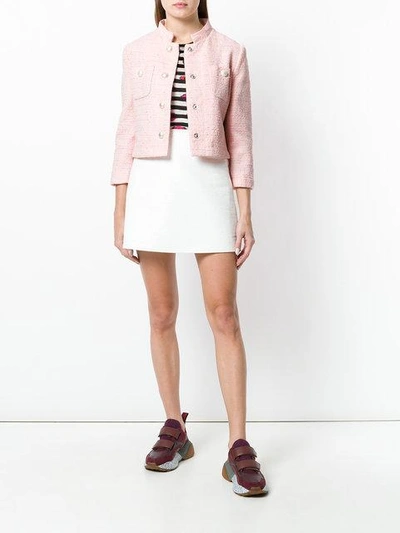 Shop Boutique Moschino Cropped Pearl Button Jacket - Pink