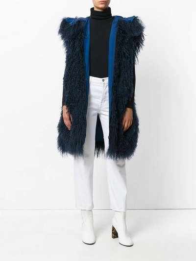 Shop Gianfranco Ferre Vintage Fur Trim Parka - Blue