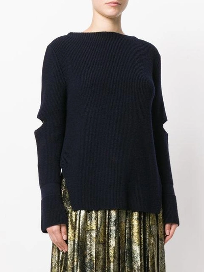 Shop Stella Mccartney Slit Detail Sweater - Blue