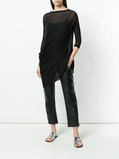 Shop Rick Owens Asymmetric Draped Blouse