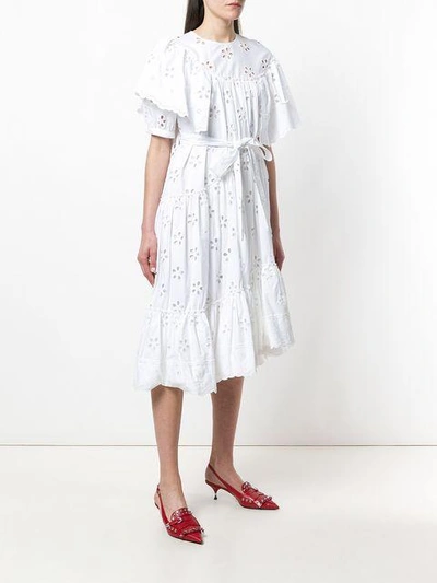Shop Simone Rocha Openwork Lace Ruffle Trim Dress In White