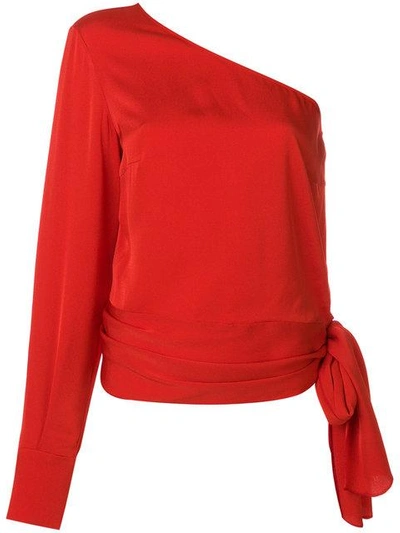 Shop Stella Mccartney One Shoulder Cady Blouse In Red