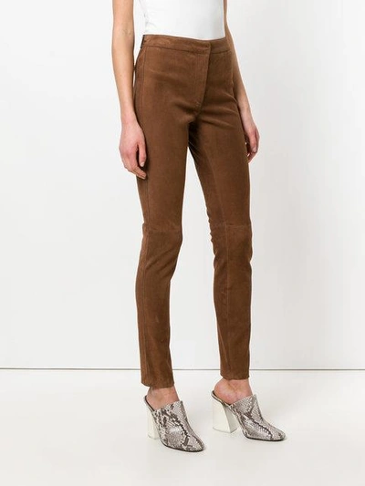 Shop Loewe Skinny Trousers In Brown