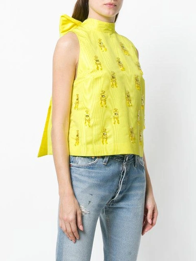 Shop Msgm Bow Top In Yellow