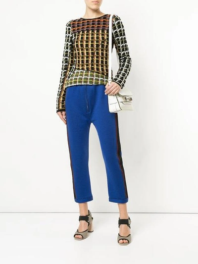 Shop Marni Cropped Track Trousers - Blue