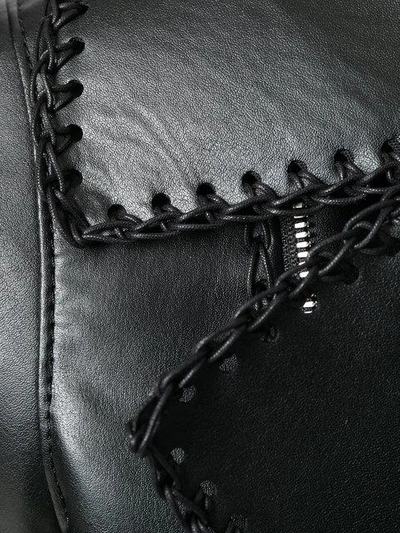 Shop Comme Des Garçons Cropped Laced Hem Biker Jacket In Black