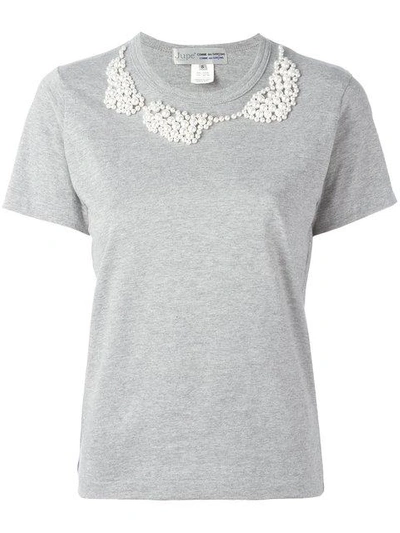 Shop Comme Des Garçons Comme Des Garçons Pearled Trim T-shirt - Grey