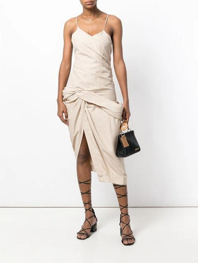 Shop Jacquemus Gathered Effect Midi Dress - Neutrals