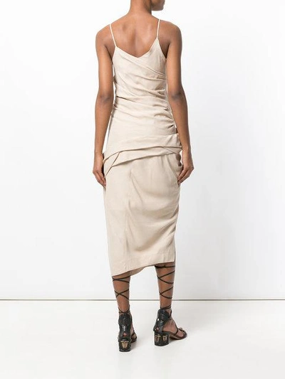 Shop Jacquemus Gathered Effect Midi Dress - Neutrals