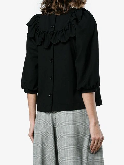 Shop Simone Rocha Faux Pearl Embellished Frill Bib Top In Black