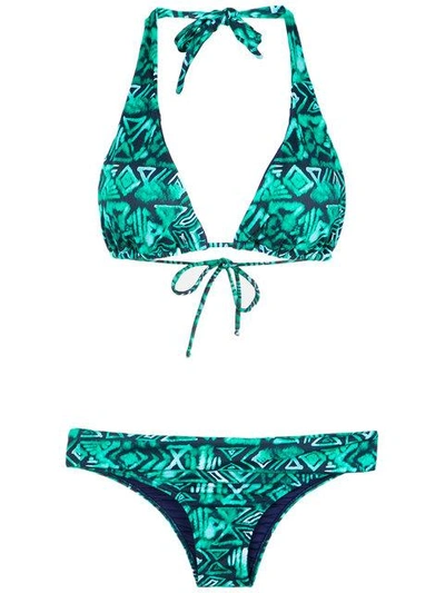 Shop Brigitte Triangle Bikini Set - Green, Navy