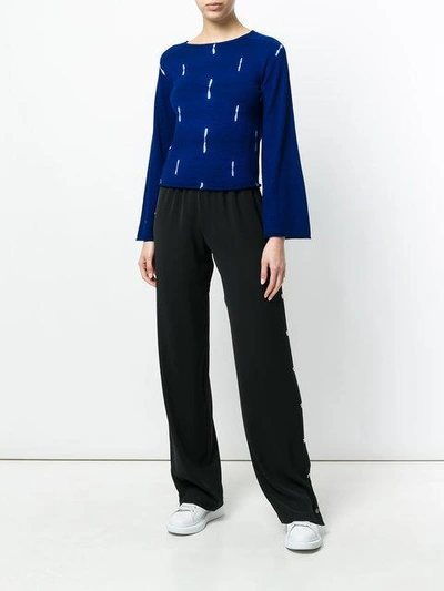 Shop Suzusan Flared Sleeves Jumper - Blue