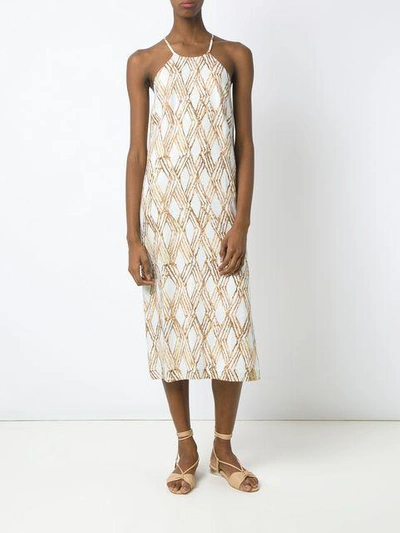 Shop Andrea Marques Printed Midi Dress - White