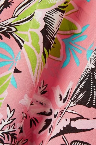 Shop Diane Von Furstenberg Floral-print Silk Crepe De Chine Maxi Skirt In Coral