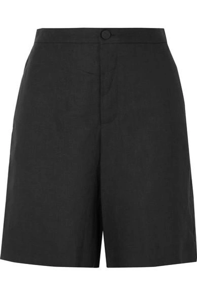 Shop Frame Linen-blend Shorts In Black