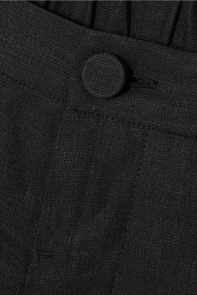 Shop Frame Linen-blend Shorts In Black