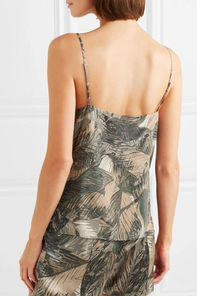 Shop L Agence Jane Printed Silk-satin Camisole In Gray