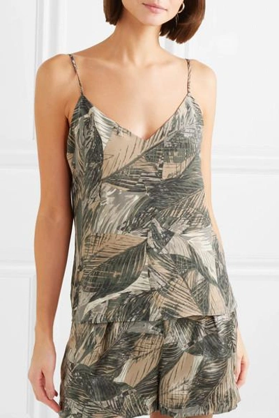 Shop L Agence Jane Printed Silk-satin Camisole In Gray