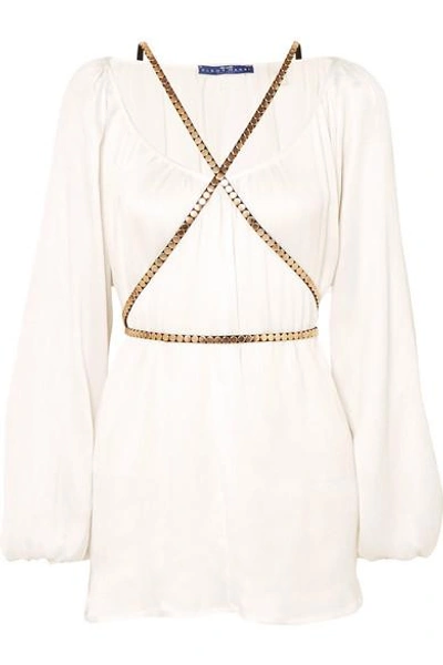 Shop Elena Makri Arcadia Plissé-silk Mini Dress In White