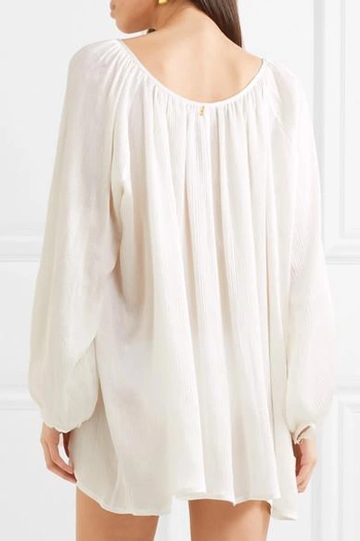 Shop Elena Makri Arcadia Plissé-silk Mini Dress In White